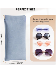 Estuche para Gafas Marvolia, 2 Piezas de Cuero PU Rosa y Azul 2