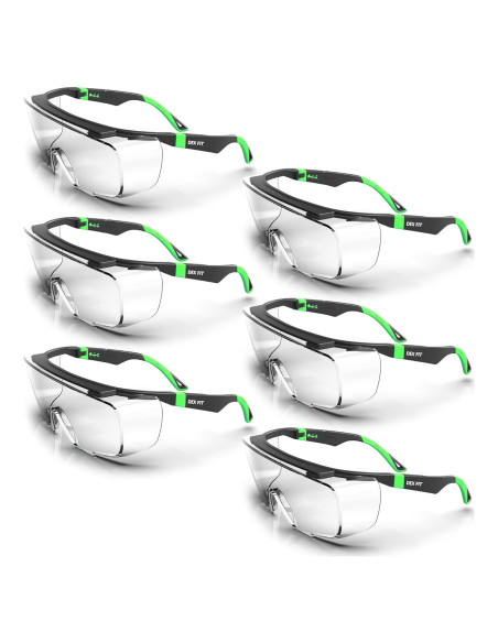 Gafas de Seguridad DEX FIT SG210 OTG - 6 Pares, Antifog UV385 Gafas de Seguridad DEX FIT SG210 OTG - 6 Pares, Antifog UV385
