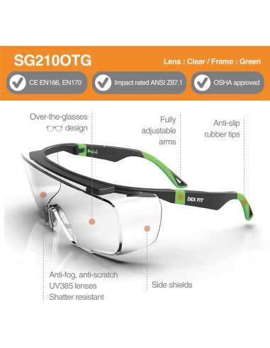 Gafas de Seguridad DEX FIT SG210 OTG UV385 Antiniebla