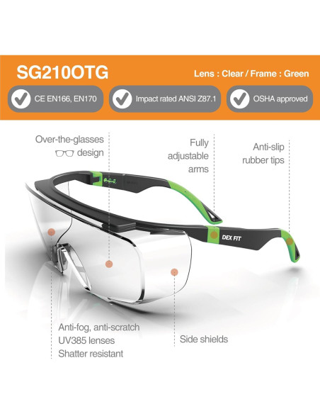 Gafas de Seguridad DEX FIT SG210 OTG UV385 Antiniebla Gafas de Seguridad DEX FIT SG210 OTG UV385 Antiniebla