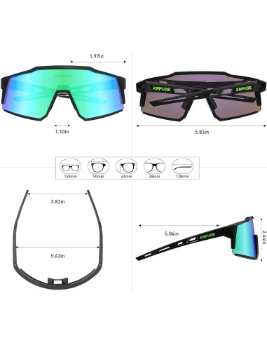 Gafas de Ciclismo KAPVOE TR90 4 Lentes Intercambiables