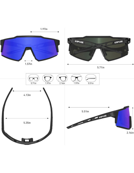 Gafas de Ciclismo KAPVOE TR90 Polarizadas 1 Lente Azul Gafas de Ciclismo KAPVOE TR90 Polarizadas 1 Lente Azul