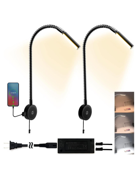 Lámpara de Lectura Montada en Pared VST - 5 Niveles de Brillo, USB Lámpara de Lectura Montada en Pared VST - 5 Niveles de Brillo, USB