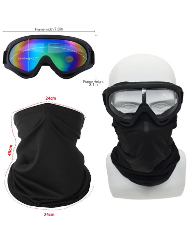 Gafas de Motocicleta LJDJ 2 Paquetes con 2 Máscaras