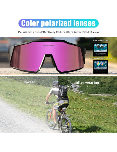 Gafas de Ciclismo KAPVOE TR90 Polarizadas UV400 1-4 Lentes