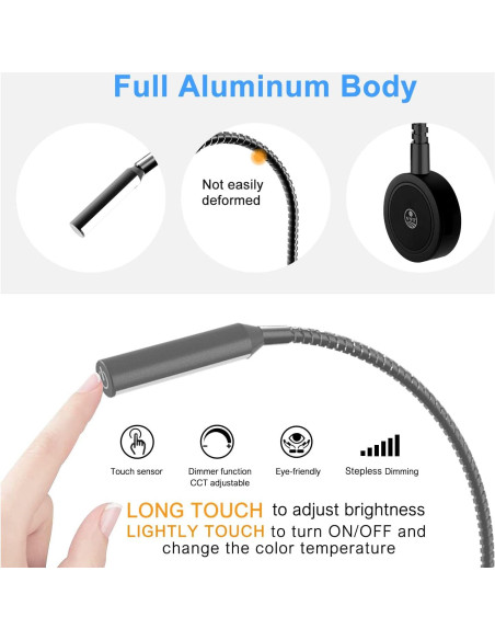 Lámpara de Lectura Montada en Pared VST - 5 Niveles de Brillo, USB Lámpara de Lectura Montada en Pared VST - 5 Niveles de Brillo, USB