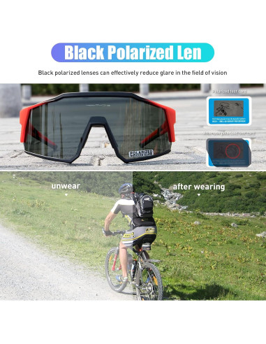 Gafas de Ciclismo KAPVOE TR90 4 Lentes Intercambiables