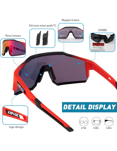 Gafas de Ciclismo KAPVOE TR90 4 Lentes Intercambiables Gafas de Ciclismo KAPVOE TR90 4 Lentes Intercambiables