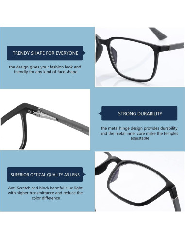 Gafas de lectura Bluemoky con luz azul para hombres 1.75x