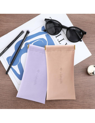 Estuche para Gafas Suave 2 Pack - Cuero Rosa y Púrpura