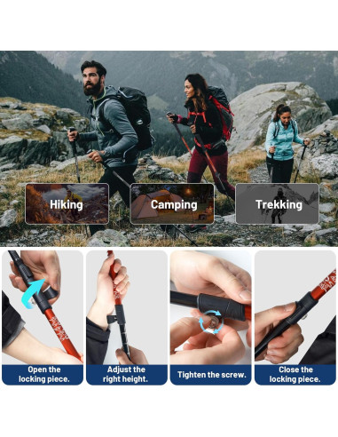 Bastón de Trekking TENPLAY Aluminio 7075 Antideslizante 135cm