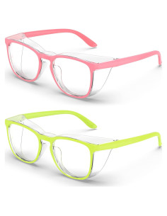 Gafas de Seguridad Antivaho 2 Paquete Rosa Claro y Verde
