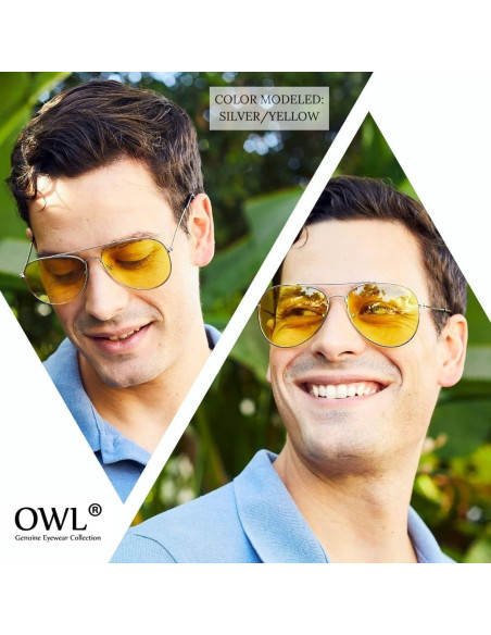 Gafas de Sol Aviador Metal UV Protección 55mm Plata Amarillo Gafas de Sol Aviador Metal UV Protección 55mm Plata Amarillo