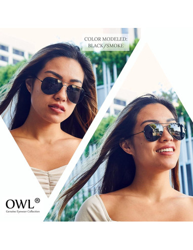 Gafas de Sol Aviador Metal UV 55mm Negro/Humo