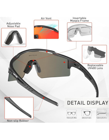 Gafas de Ciclismo KAPVOE con 3 Lentes UV400 para MTB