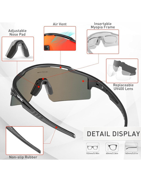 Gafas de Ciclismo KAPVOE con 3 Lentes UV400 para MTB Gafas de Ciclismo KAPVOE con 3 Lentes UV400 para MTB