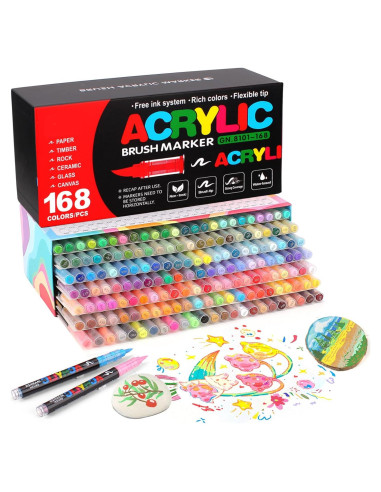 Set de 168 Marcadores de Pintura Acrílica AcrylicAura Multicolor