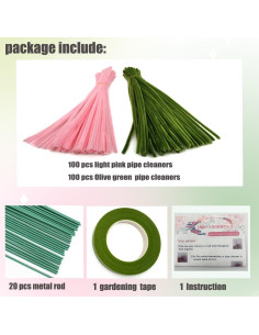 Kit de Limpiapipas Rosa y Verde Oliva 200 pcs Cldamecy 2