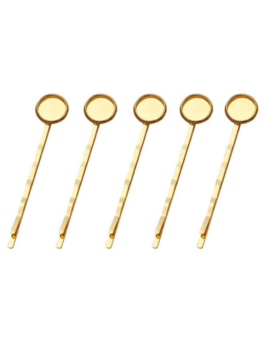 20 Horquillas para Cabello Doradas con Bandeja Redonda 12mm
