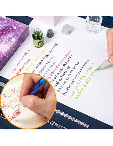 Conjunto de Plumas de Caligrafía de Vidrio AXEARTE 18 Piezas