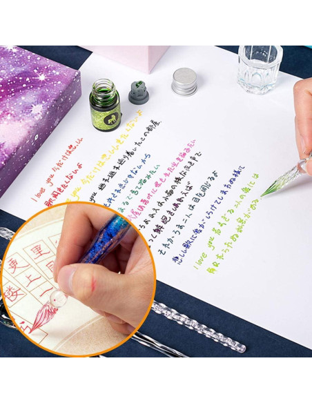 Conjunto de Plumas de Caligrafía de Vidrio AXEARTE 18 Piezas Conjunto de Plumas de Caligrafía de Vidrio AXEARTE 18 Piezas