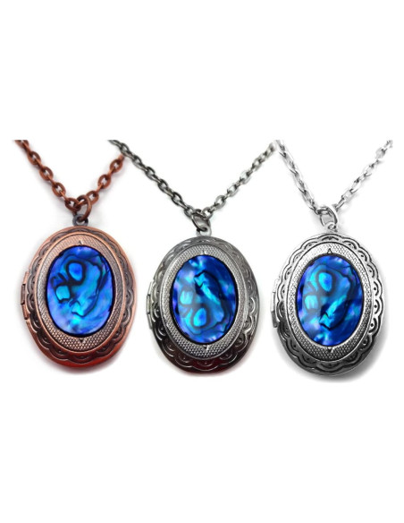 Locket de Perla Abulón Azul Little Gem - Colgante Ovalado 3.18x2.41cm Locket de Perla Abulón Azul Little Gem - Colgante Ovalado 3.18x2.41cm