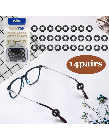 14 Pares de Sujetadores Antideslizantes para Gafas - Negro 14 Pares de Sujetadores Antideslizantes para Gafas - Negro
