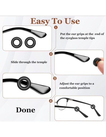 14 Pares de Sujetadores Antideslizantes para Gafas - Negro 14 Pares de Sujetadores Antideslizantes para Gafas - Negro