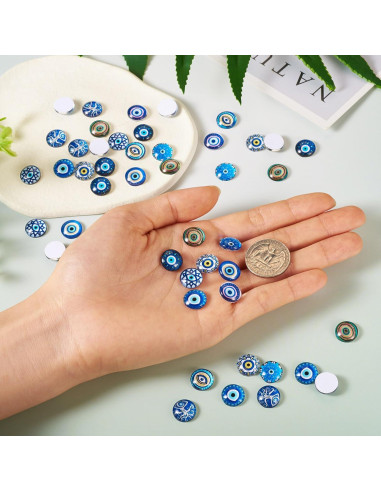 Cabochones de Vidrio Ojo Maligno 12mm 60pcs PH PandaHall