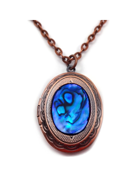 Locket de Perla Abulón Azul Little Gem - Colgante Ovalado 3.18x2.41cm Locket de Perla Abulón Azul Little Gem - Colgante Ovalado 3.18x2.41cm