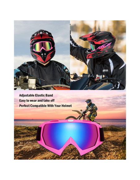 Gafas de Motocross KEMIMOTO con Protección UV - Lente Rosa Gafas de Motocross KEMIMOTO con Protección UV - Lente Rosa