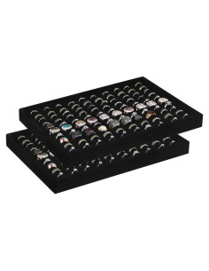 Organizador de Anillos Terciopelo Negro Coward 2 Piezas