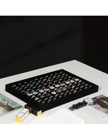 Organizador de Anillos Terciopelo Negro Coward 2 Piezas