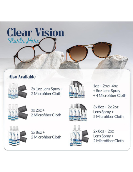 Kit Limpiador de Lentes Purity - 3 x 29,57 ml + 2 Paños Kit Limpiador de Lentes Purity - 3 x 29,57 ml + 2 Paños
