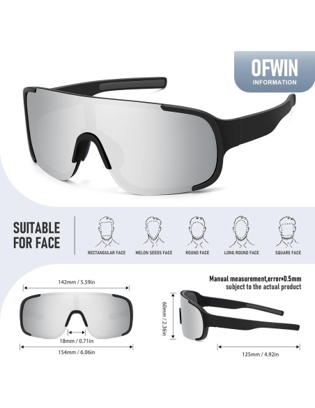 Gafas de sol deportivas Ofwin UV400 para running y pesca Gafas de sol deportivas Ofwin UV400 para running y pesca