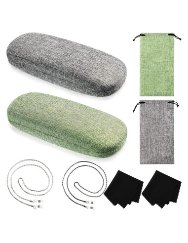 Frienda Funda Dura para Gafas 2 Set Verde y Gris
