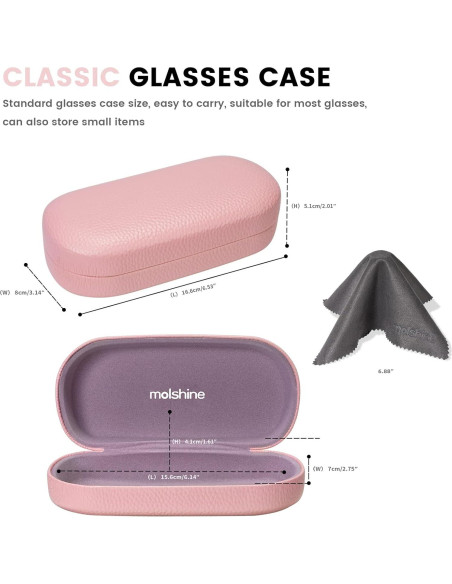 Funda Dura de Cuero Molshine para Gafas Unisex Grande Funda Dura de Cuero Molshine para Gafas Unisex Grande