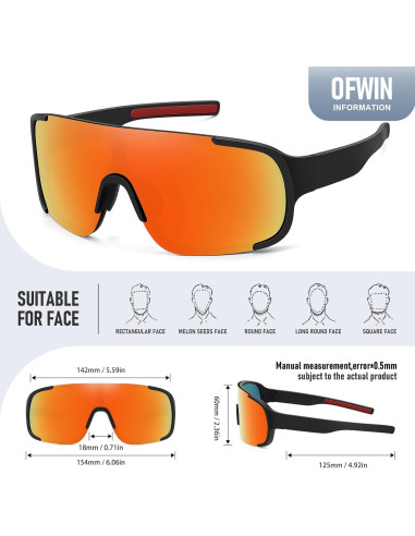 Gafas de sol deportivas Ofwin UV400 unisex para running y pesca
