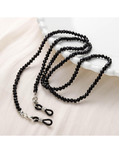 Cadena de Gafas de Cristal Negro para Mujeres 75cm Cadena de Gafas de Cristal Negro para Mujeres 75cm