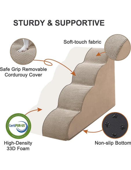 Escaleras para Perros Ryoizen 4 Pasos Beige Antideslizante Escaleras para Perros Ryoizen 4 Pasos Beige Antideslizante
