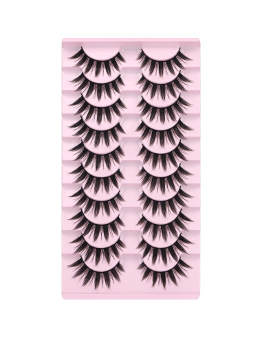 Pestañas Postizas FANXITON 16mm Estilo Japonés 10 Pares