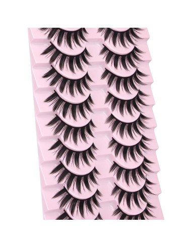 Pestañas Postizas FANXITON 16mm Estilo Japonés 10 Pares