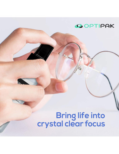 Kit de limpieza de lentes OPTIPAK - 2 Spray 30ml + 2 Paños