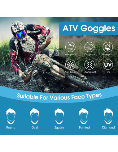 Gafas de Motocross UV400 - Protección Viento y Polvo