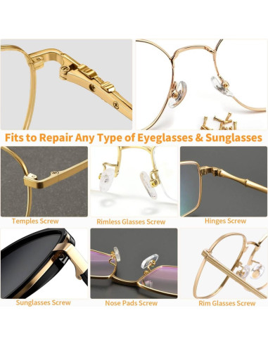 Kit de Reparación de Gafas Ofone con Tornillos Dorados