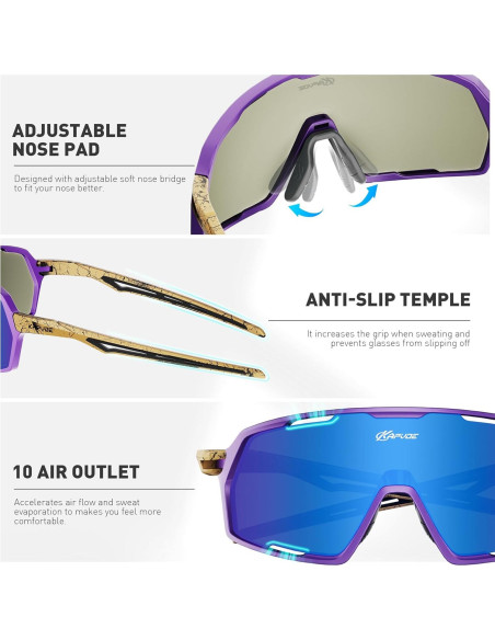Gafas de Ciclismo KAPVOE K160 Polarizadas UV400 Unisex Gafas de Ciclismo KAPVOE K160 Polarizadas UV400 Unisex