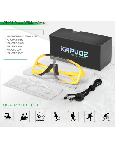 Gafas de Ciclismo KAPVOE Fotoquímicas UV400 Amarillas