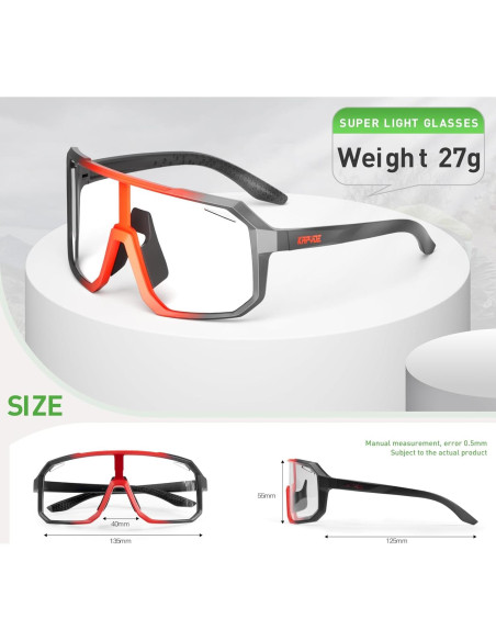 Gafas de Ciclismo KAPVOE Fotoquímicas UV400 para Adultos Gafas de Ciclismo KAPVOE Fotoquímicas UV400 para Adultos
