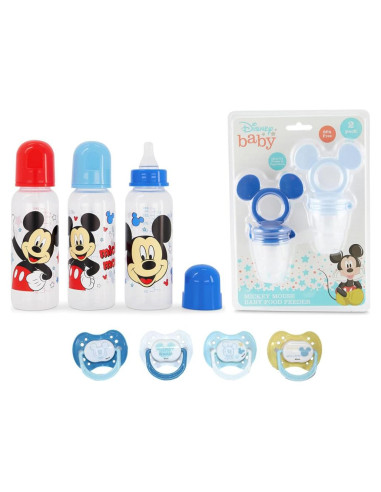 Set de 3 Botellas para Bebés Mickey Mouse 266ml + Mordedor