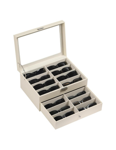 Caja de Almacenamiento de Gafas AUTOARK 16 Compartimentos Beige